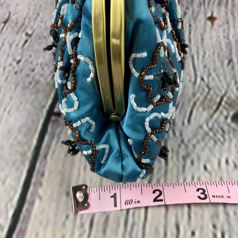 KATE LANDRY Beaded Blue/Brown/White/Gold Shoulder/Crossbody/Clutch Bag - Picture 9 of 17